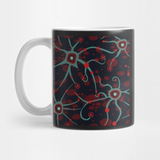 neural network - pattern teal and dark red Mug